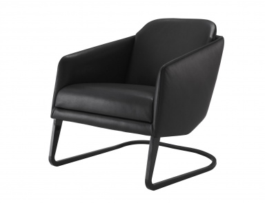 Armchair with metal frame upholstered in leather LOU, Ligne Roset