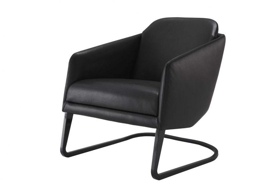 Armchair with metal frame upholstered in leather LOU, Ligne Roset