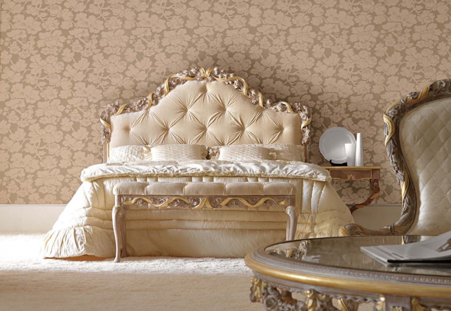 Double bed with high upholstered headboard Ambiente Notte, Savio Firmino