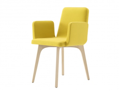 Chair with armrests made of natural wood VIK, Ligne Roset