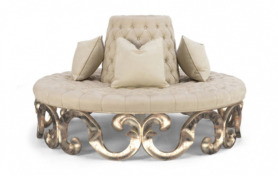 Bench with frame made from natural wood Champignon, Christopher Guy (Harrison & Gil)