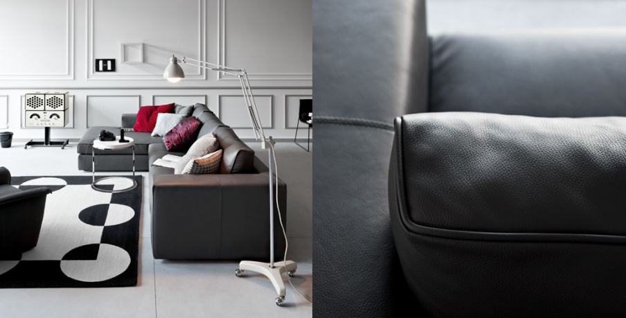 Sofa on a frame of natural wood Family Plus Pianca