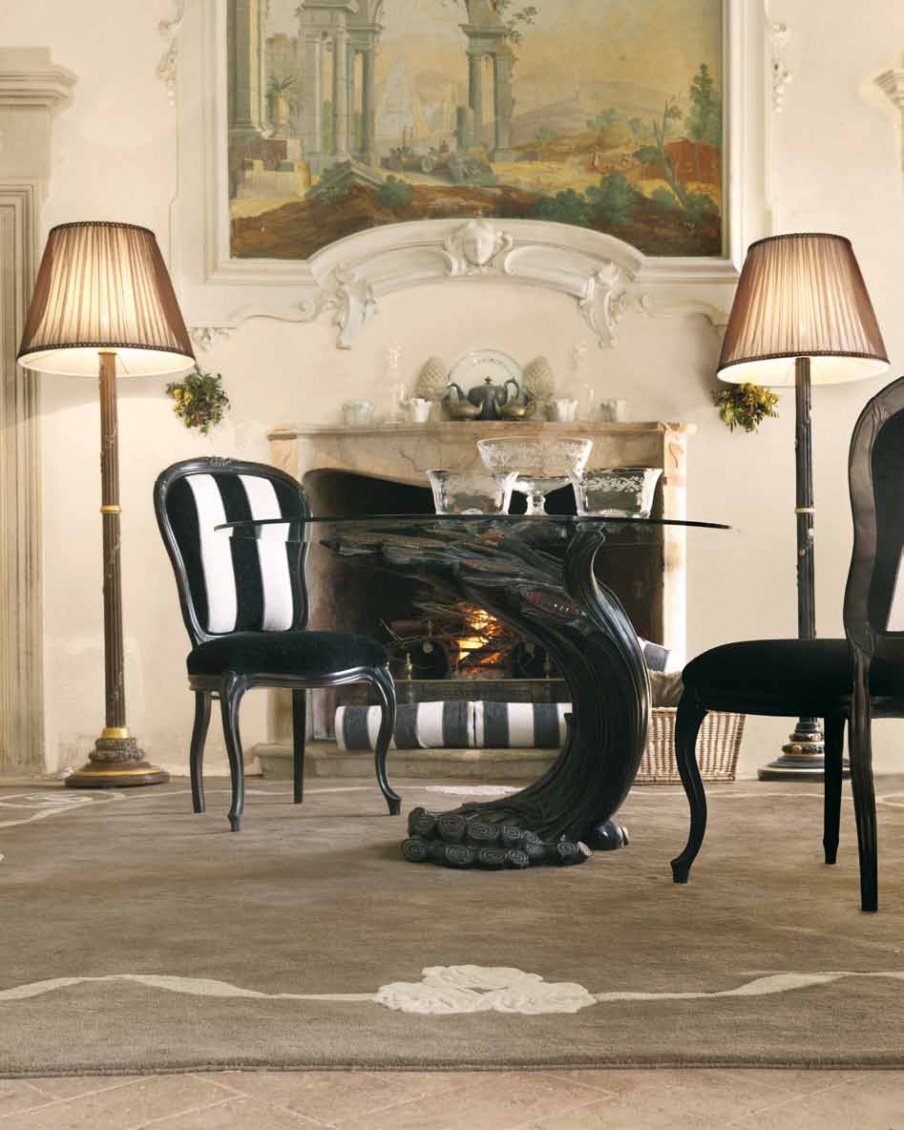 Dining table with glass top, Savio Firmino 