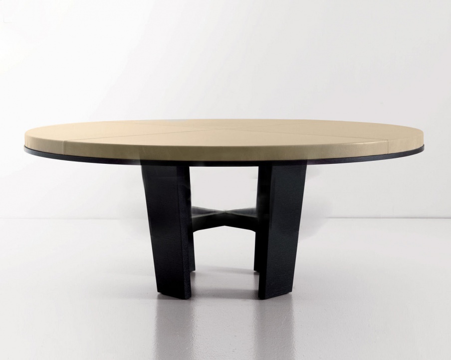 Dining table with leather finish countertops Orion, Ulivi