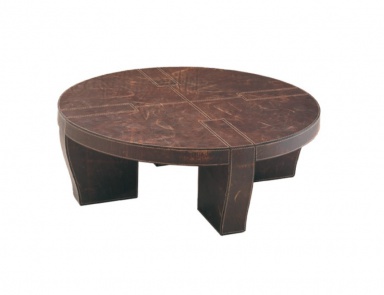 Table coffee round finish leather Matisse, Ulivi