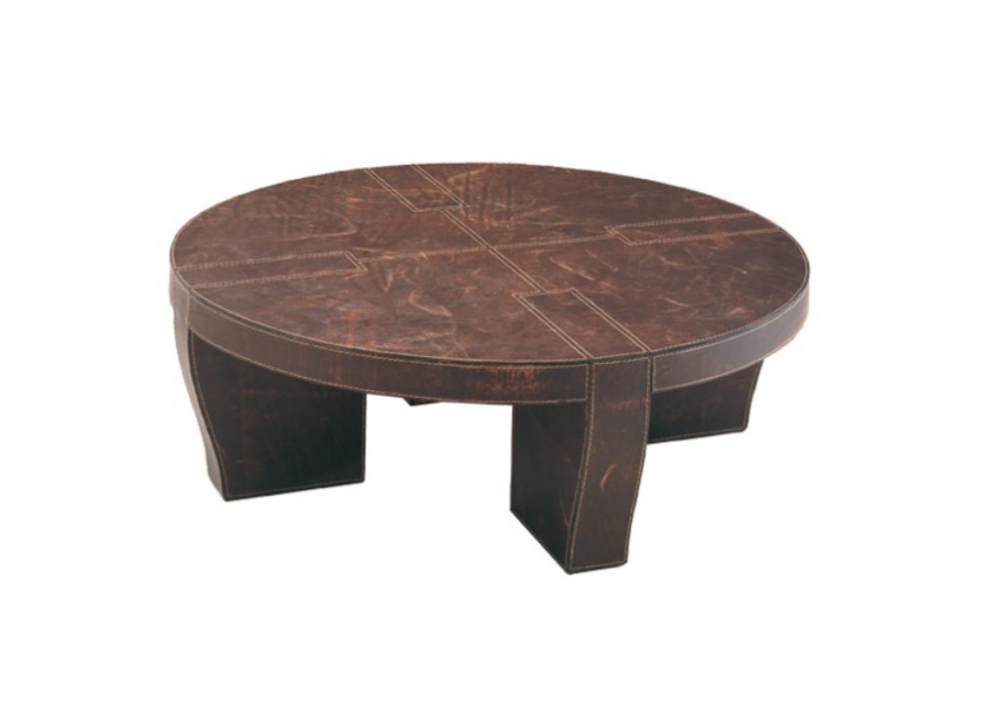 Table coffee round finish leather Matisse, Ulivi