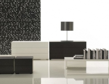 Bedside table with two drawers, sidetable Ala - Poliform