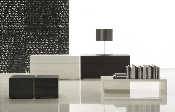 Bedside table with two drawers, sidetable Ala - Poliform