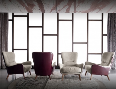 Chair upholstered in soft leather and suede Vivienne, Ulivi