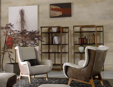 Chair in upholstery leather and suede Brigitte, Ulivi