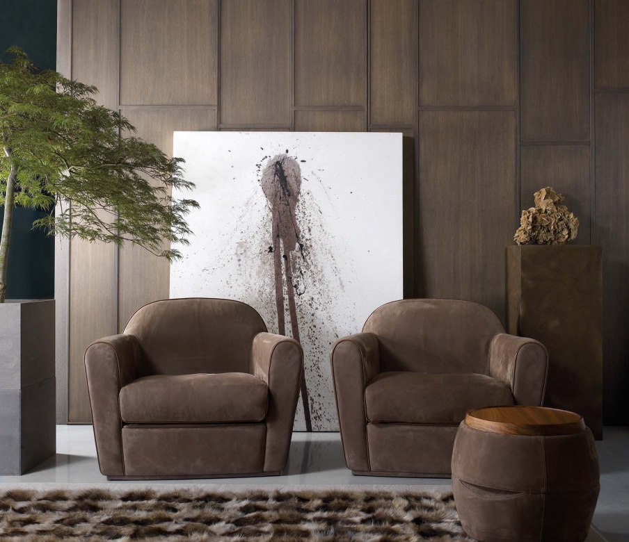 Armchair in soft leather upholstery Holly, Ulivi