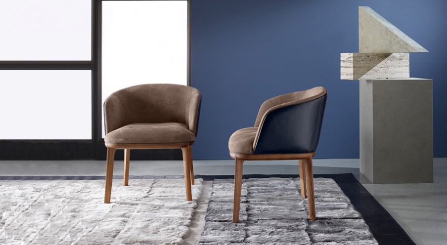 Chair with armrests in soft padding, Anita, Ulivi