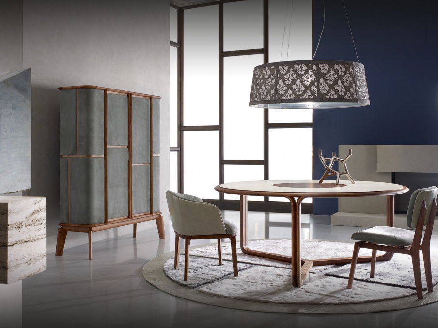 Set for the dining room in the leather of My Luxury, Ulivi 