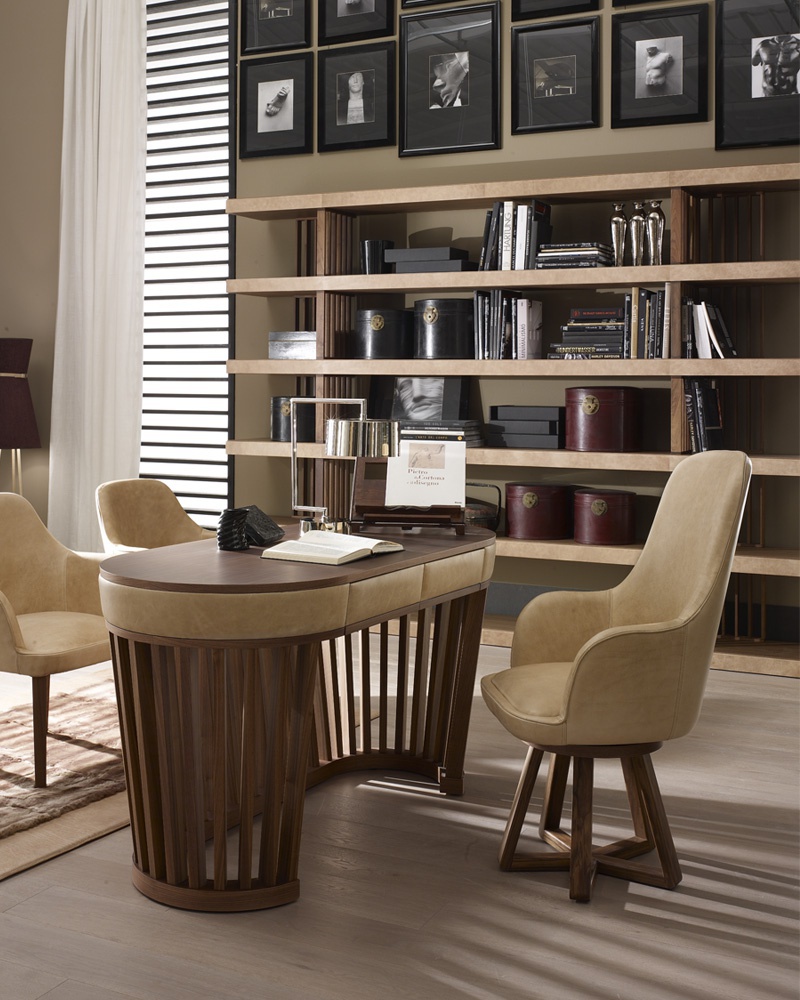 Writing table from the oval fir Menphis Luxury, Ulivi