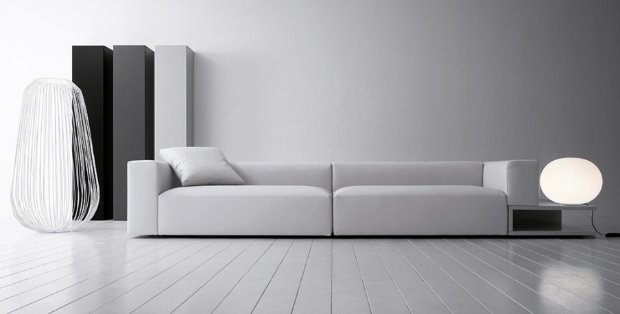 Sofa design in leather upholstery Insieme, Pianca