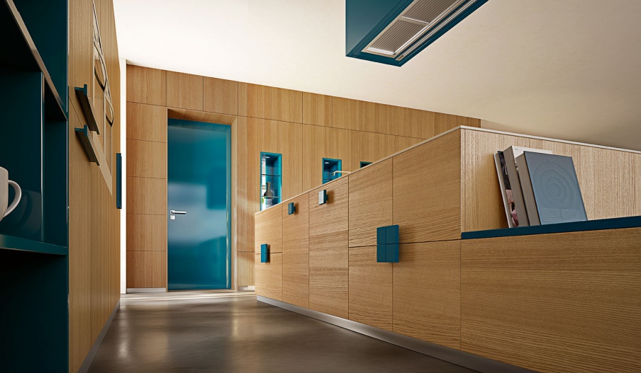 Door in a turquoise colour Essentia, MOD'...ART