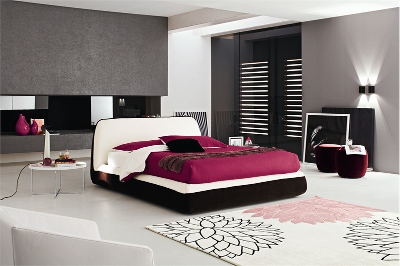 Double bed with upholstered headboard Supersoft, Calligaris