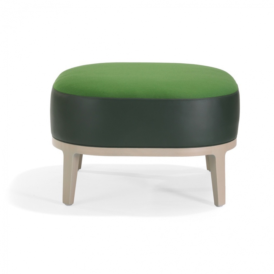 Pouf with frame in natural wood Spring, Past ... 