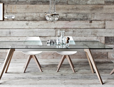 Rectangular dining table with glass top Delta, Pianca