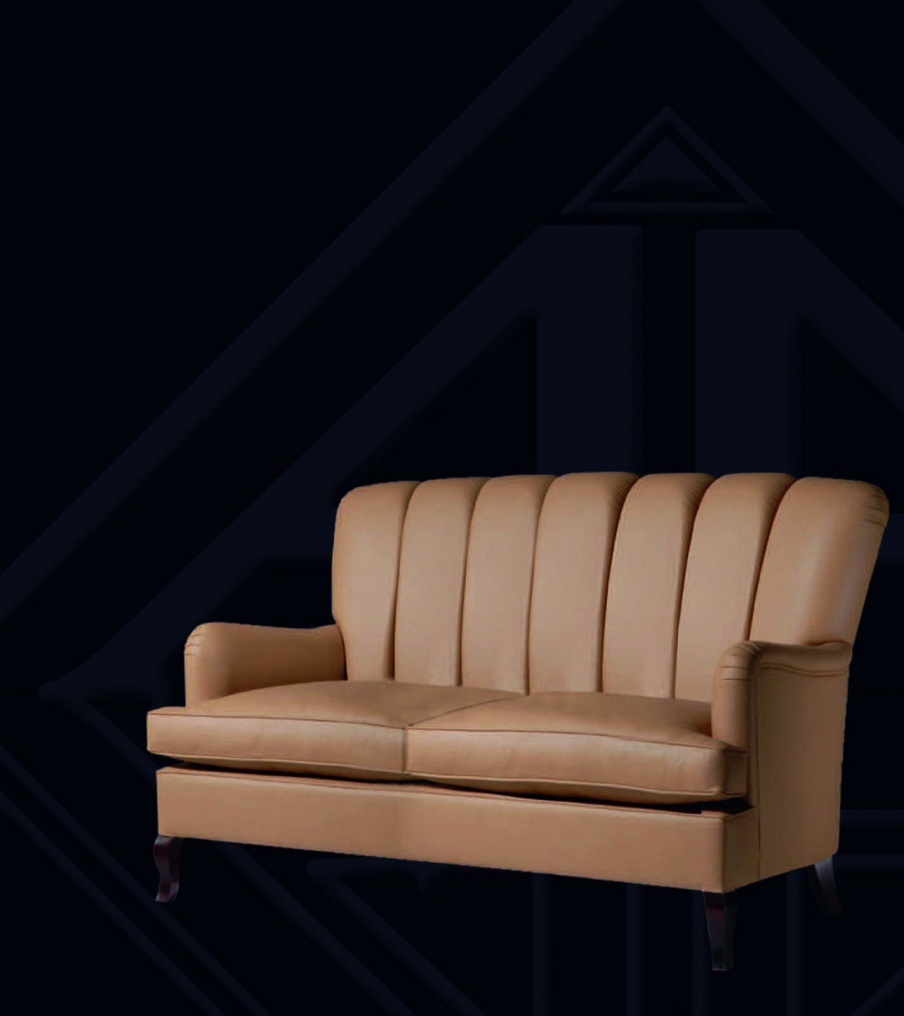Two seater sofa in leather upholstery, Armando Rho