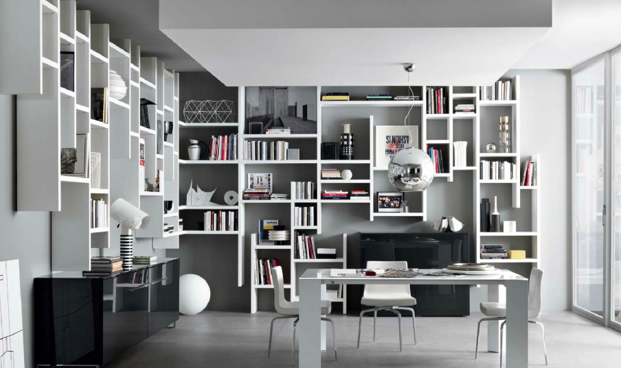 Bookcase with cabinets made of natural wood Crossing, MisuraEmme