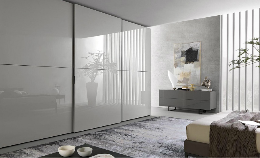 Wardrobe in glossy white, Thick, MisuraEmme