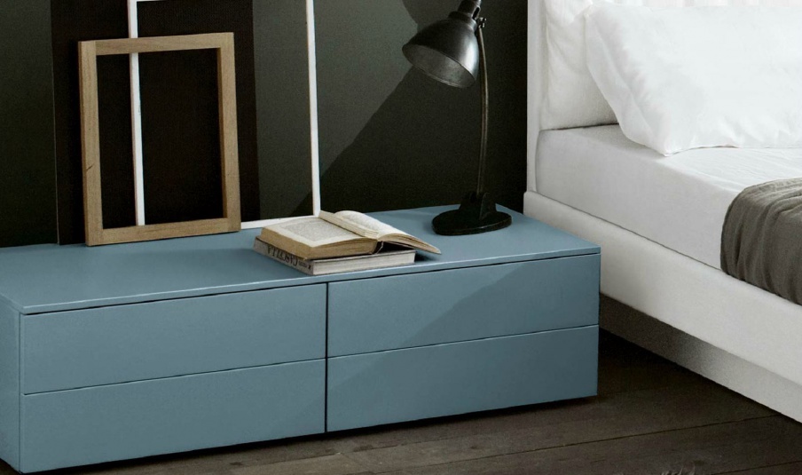 Bedside table bedside floor in a grey-blue color Tao Night, MisuraEmme