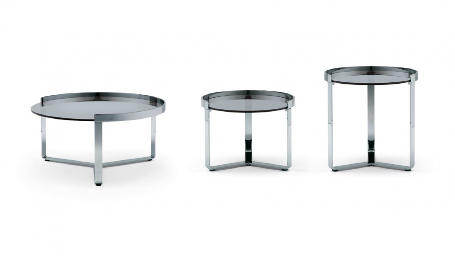 Table made of chrome plated steel and smoked glass Ring, MisuraEmme