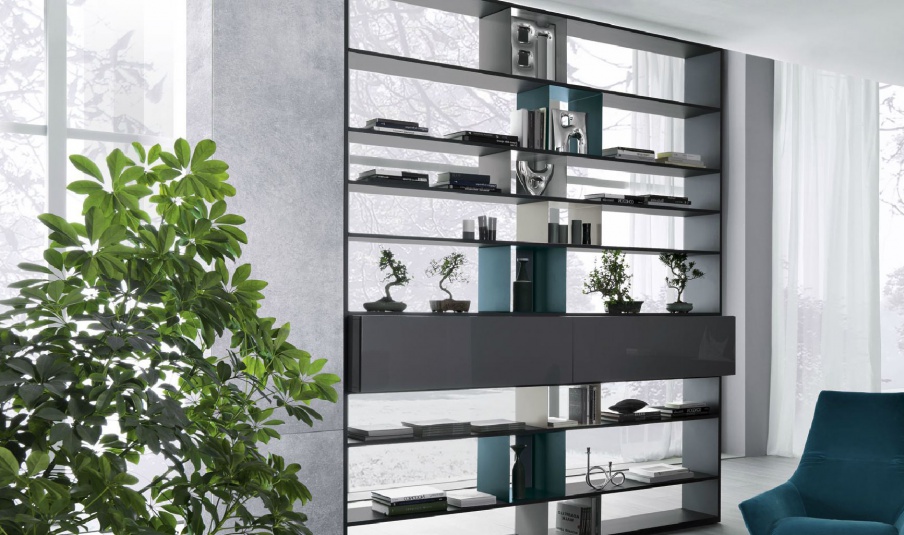 Shelves with metal drawers in Urban grey tones, MisuraEmme