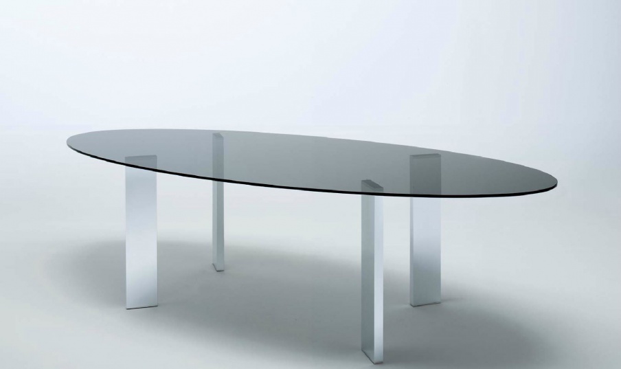 Dining table with oval glass top Taul, MisuraEmme