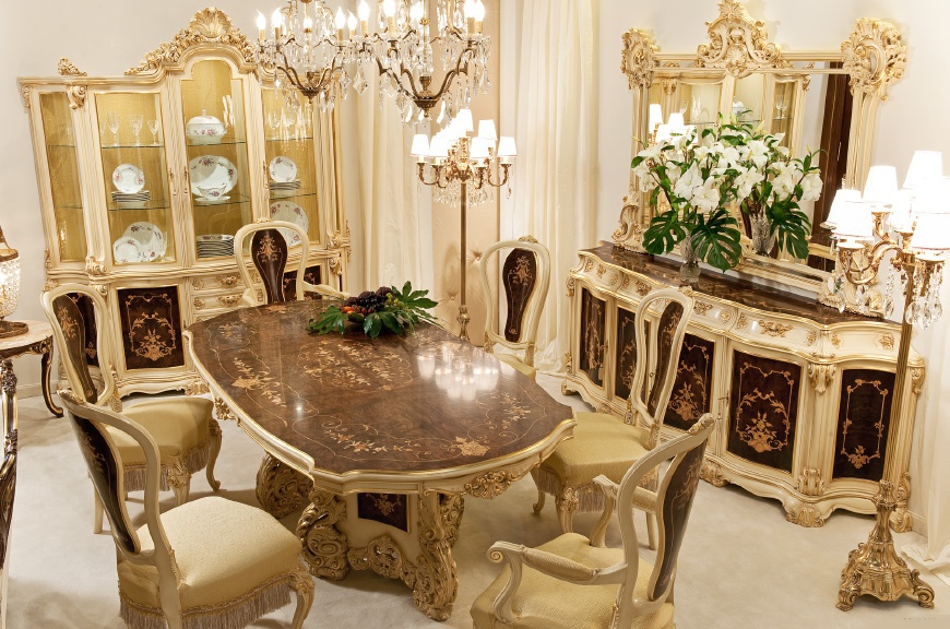 Set for the dining room carved surround with gilding, Fratelli Radice