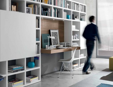 Modular system with built-in work Desk Fusion 22, MisuraEmme