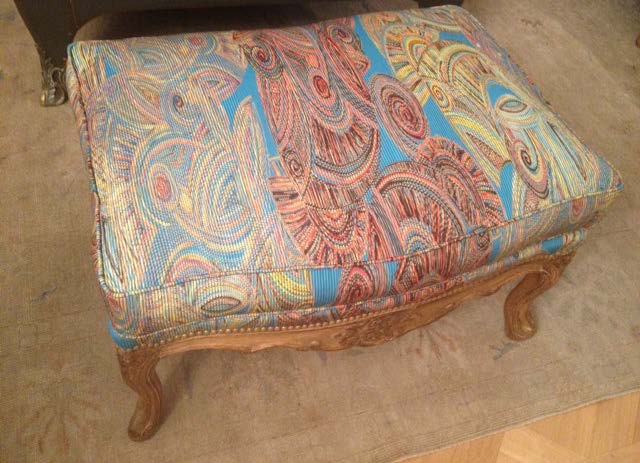 Pouf with fabric upholstery Regency Bergere, Moissonnier