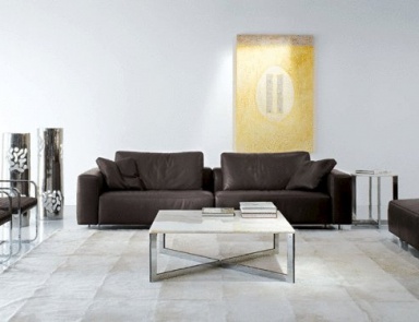 Pouf square shape with leather upholstery, Time - Rivolta