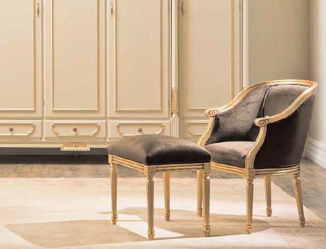 Chair with foot bench, Silik