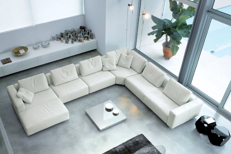 Modular sofa with leather upholstery, Time - Rivolta