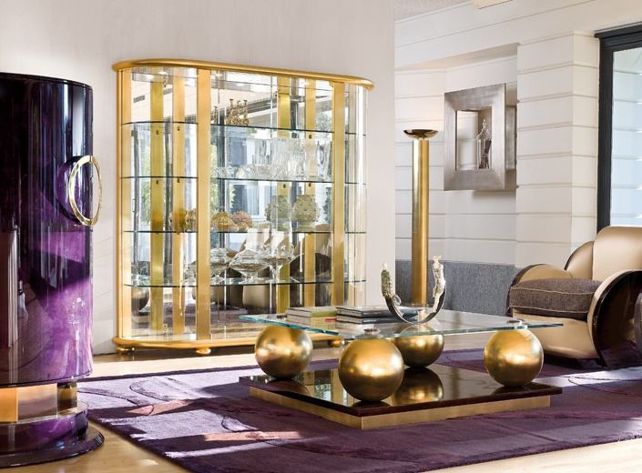 Showcase with a frame made of natural wood, Tura 