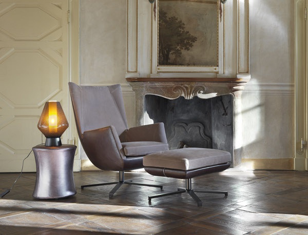 Chair with Ottoman foot Fly, Giulio Marelli