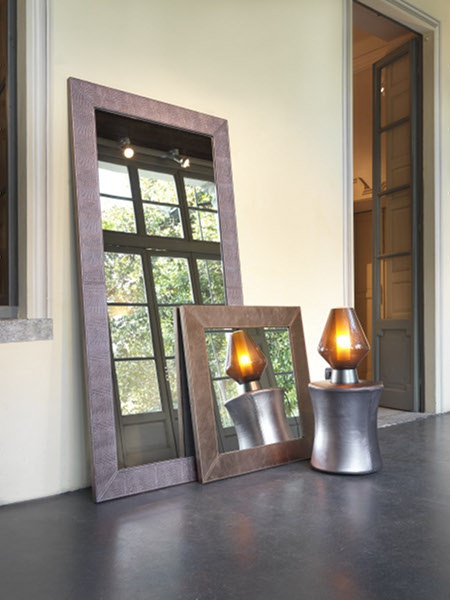 Mirror in leather, Giulio Marelli