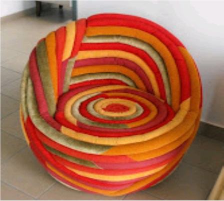 Pouf with frame in natural wood Gomitolo, TreCi Salotti 