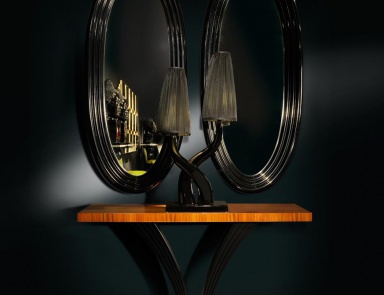 Mirror in lacquered black finish, Ovale, Сasali