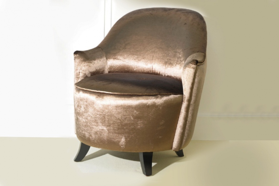 Armchair in the art Deco style in textile with bronze shimmer, Casali