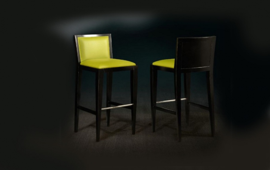 Bar chair upholstered in yellow textile, Casali