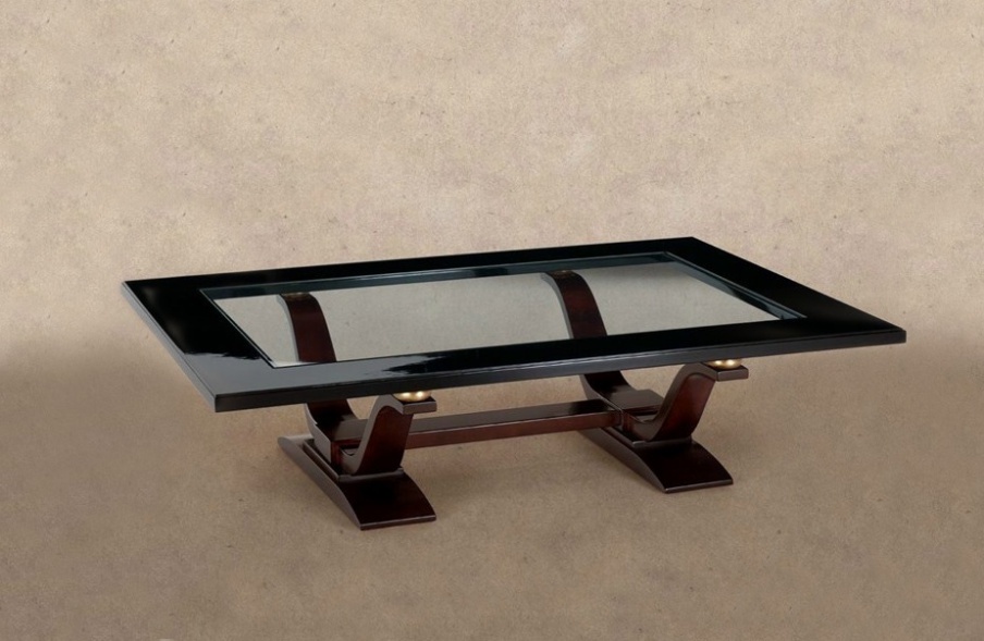 Coffee table with glass top on figured legs Casali