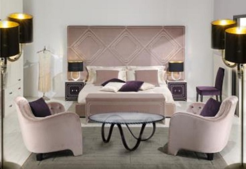 Bed in velvet upholstery St.Paul's, Poles Salotti