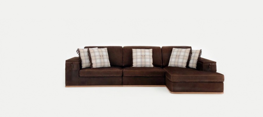 Modular sofa upholstered in nubuck brown Saylor, Poles Salotti