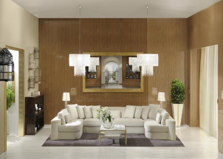 The modular sofa in velvet upholstery in ivory Triology, Poles Salotti