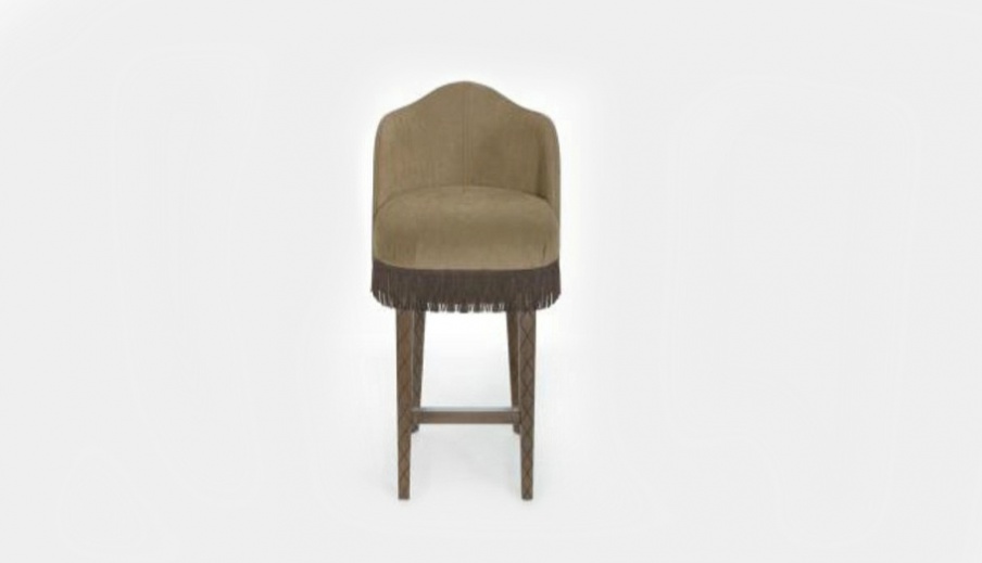 Bar chair with fringe nubuck Saylor, Poles Salotti