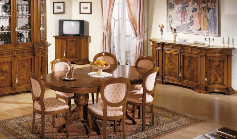 Sliding dining table oval solid wood, CP Mobili Luxury furniture MR