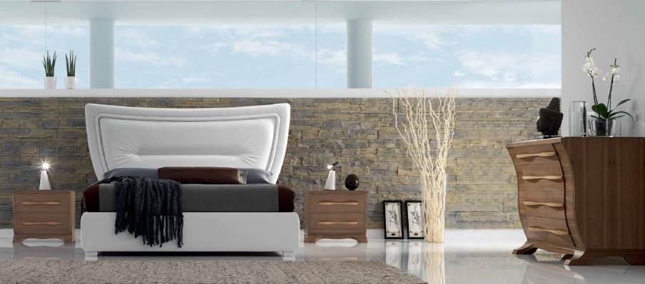 Set for bedroom made of wood and leather, CP Mobili